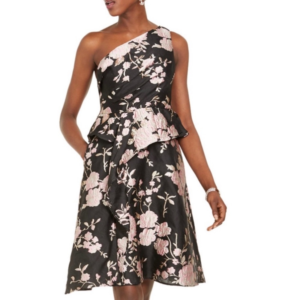 Floral One-Shoulder Jacquard Dress Size 14 - NWT